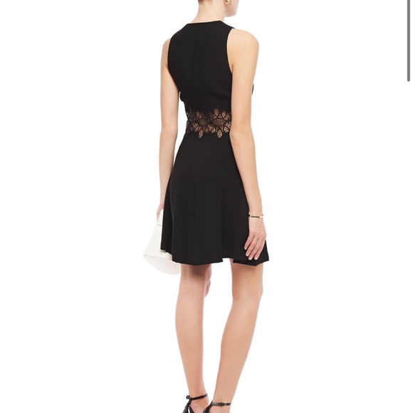 SANDRO Elena flared guipure lace-paneled crinkled-crepe mini dress size 34 - Picture 4 of 4